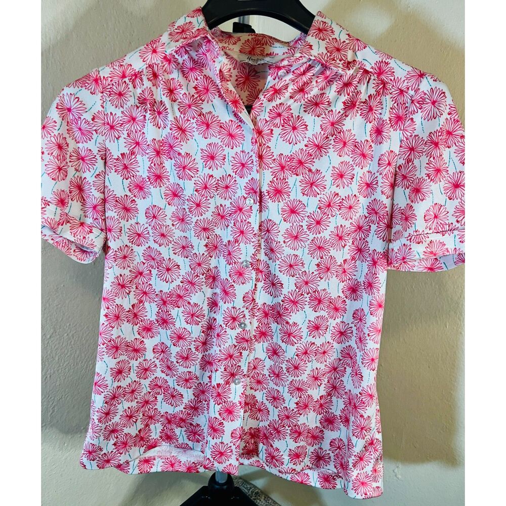 Vintage 60's-70's Hooper button down floral print collard shirt